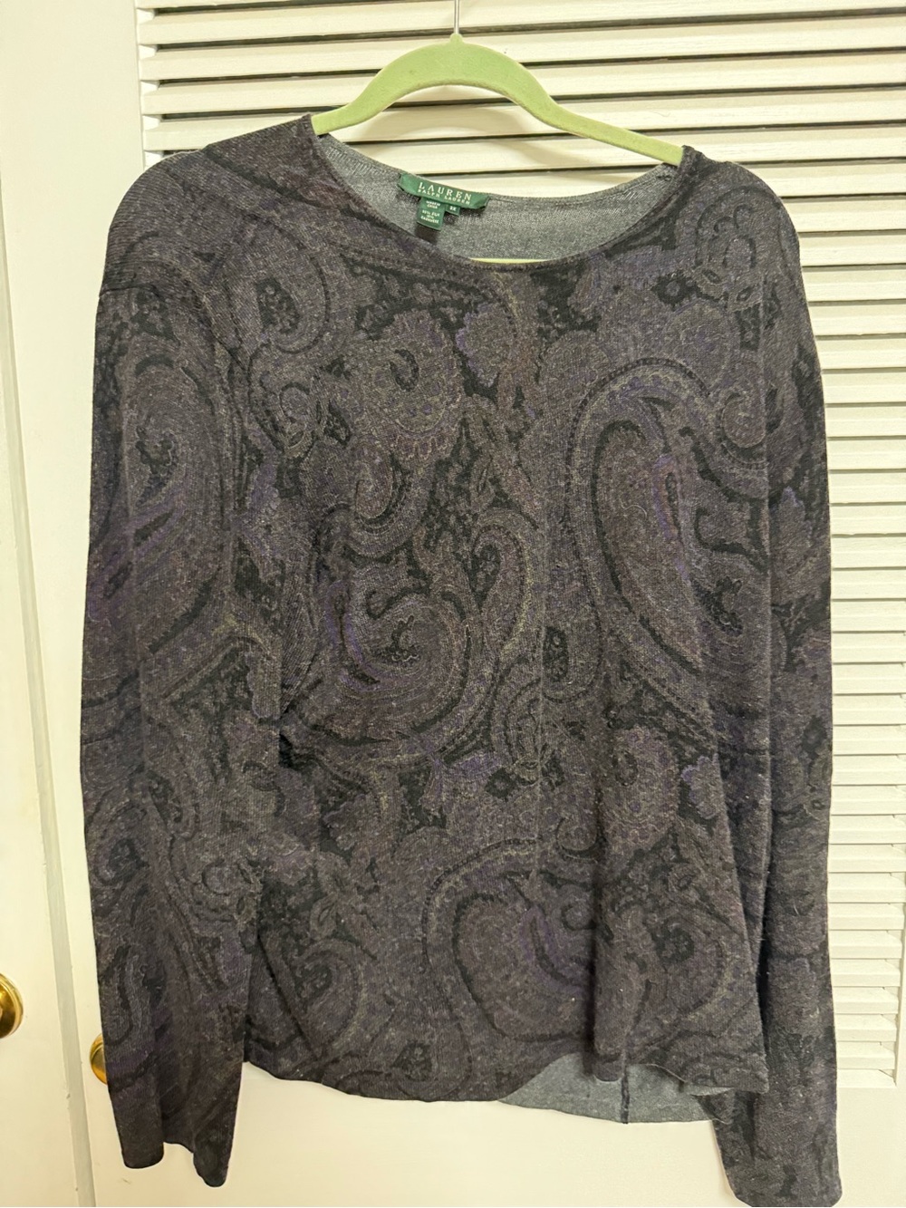 Lauren Ralph Lauren Women's Purple Paisley Crewneck Sweater